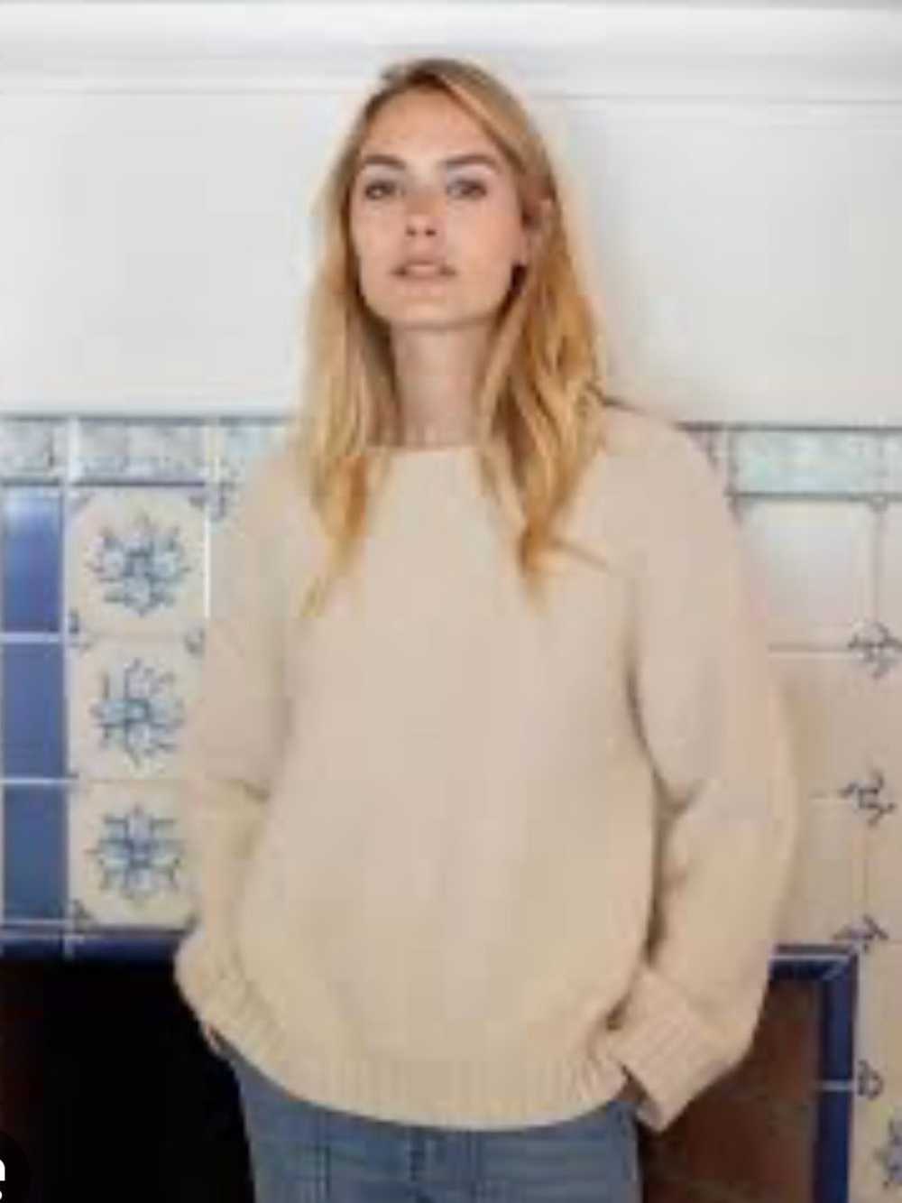 Marea Winter Beach Cream Wool Cashmere Pull Over Sweater |L